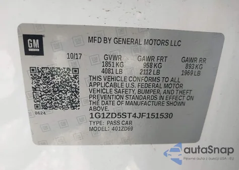 2018 Chevrolet Malibu Lt из США, поврежденный, VIN 1G1ZD5ST4JF151530